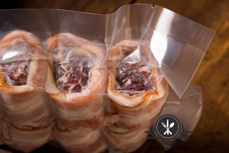 Filet mignon and bacon skewer