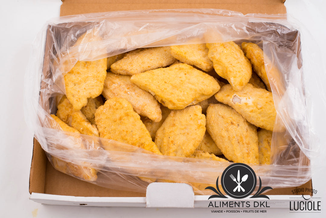 Boîte de 2.27KG  Délicieux à s’en lécher les doigts! Notre fish & chips de morue avec panure à la bière est si facile à préparer, vous en redemanderez!  Four: Cuire surgelé pendant 15 minutes à 400°F (232 °C) jusqu’à l’obtention d’une panure croustillante. Utiliser la fonction «broil» au besoin pour terminer la cuisson.  Friteuse: environ 5-7 min congelé