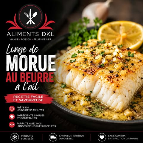 Longe de morue au beurre à l’ail et citron – recette facile avec morue surgelée Aliments DKL