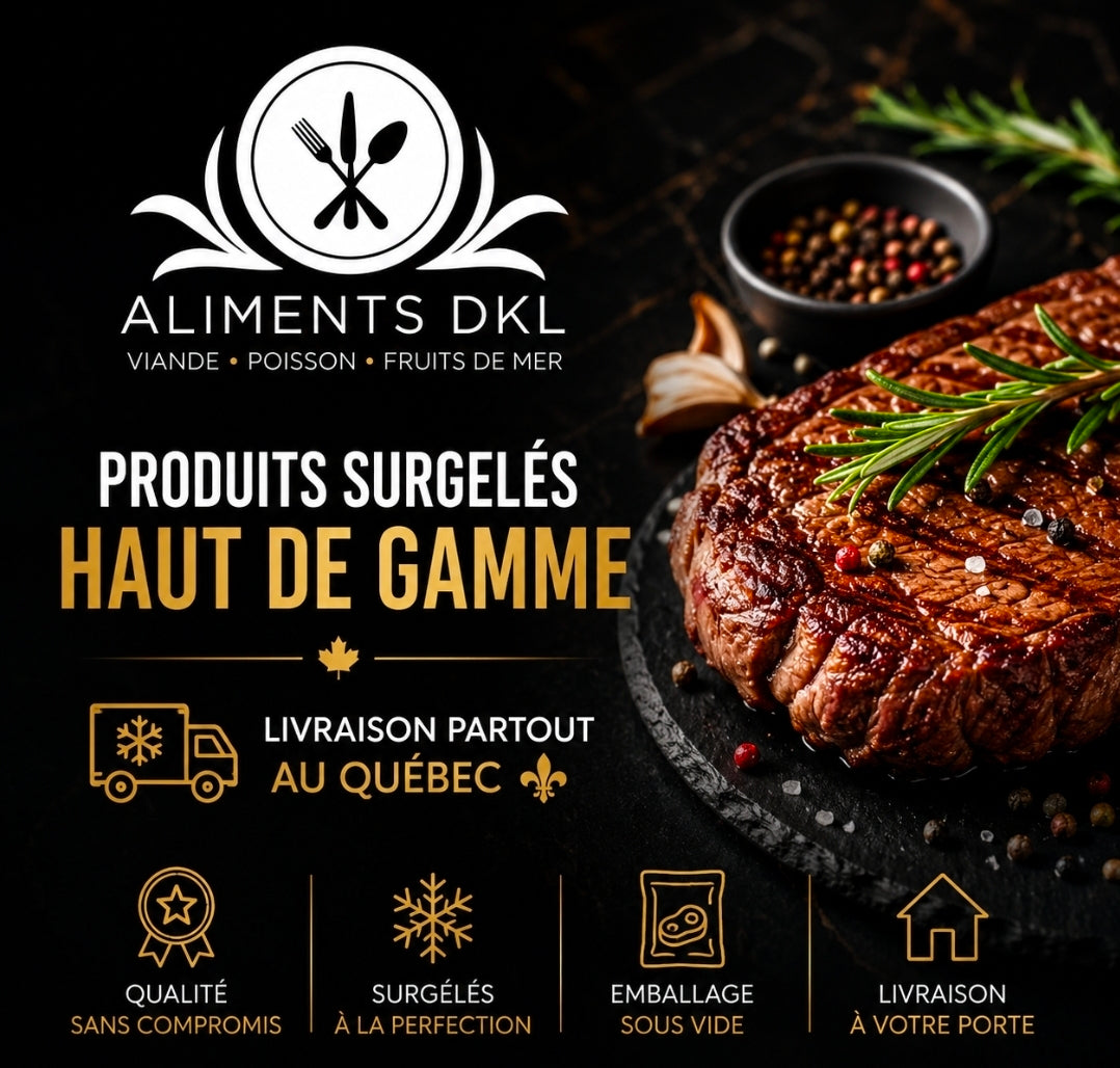 Produits surgelés haut de gamme livrés partout au Québec par Aliments DKL.