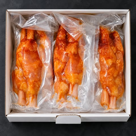 Brochettes de poulet marinées barbecue Aliments DKL, offertes en boîte de 12 brochettes de 110 g.