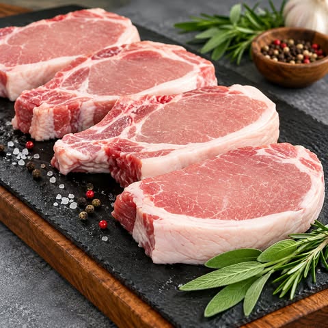 
Côtelettes de porc nature surgelées – format 2 kg 