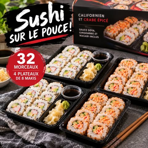 Sushis sur le pouce – 32 makis | Californien et crabe épicé