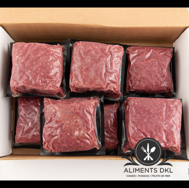 Bœuf haché d’épaule 90 % maigre surgelé et emballé sous vide en portions individuelles
