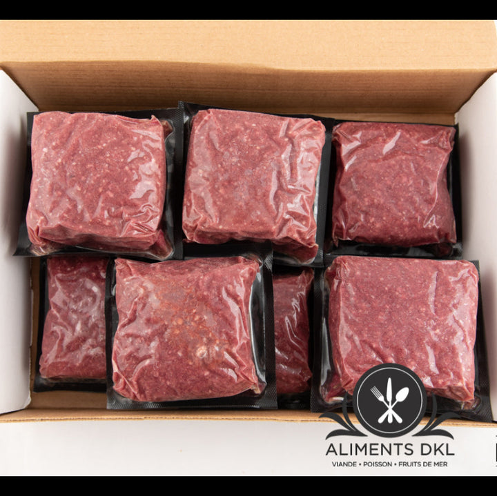 Bœuf haché d’épaule 90 % maigre surgelé et emballé sous vide en portions individuelles